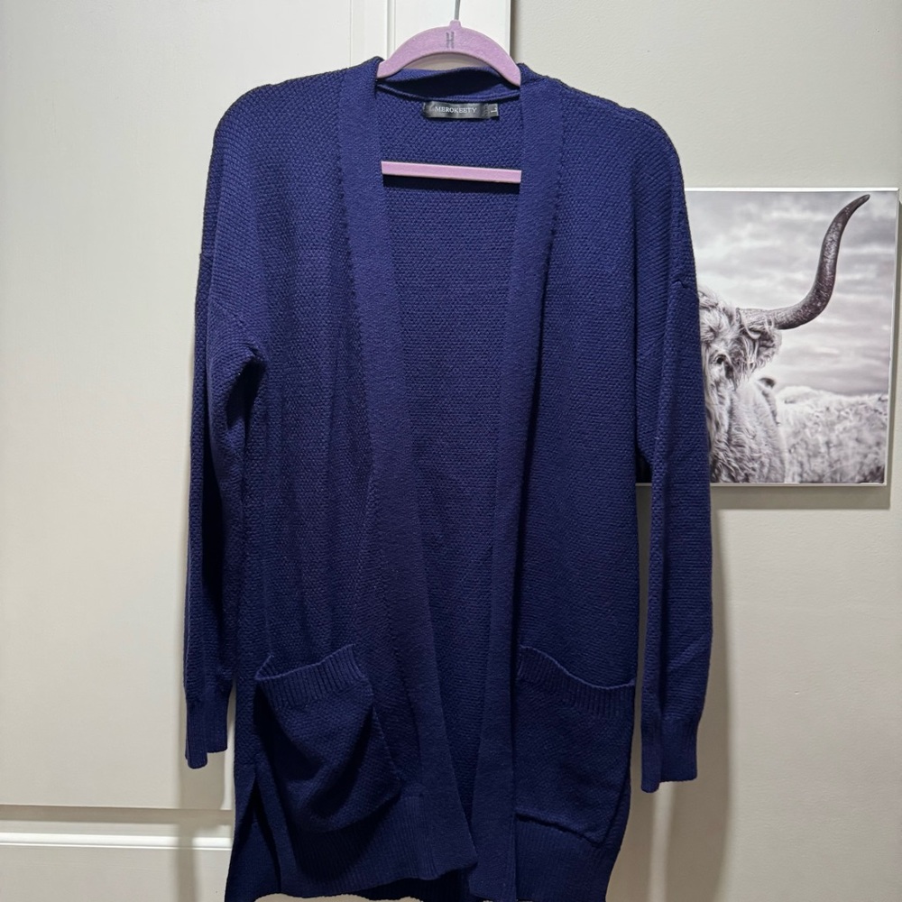 Merokeety navy blue cardigan. Size large